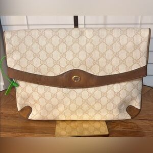 Gucci Cream and Brown Clutch